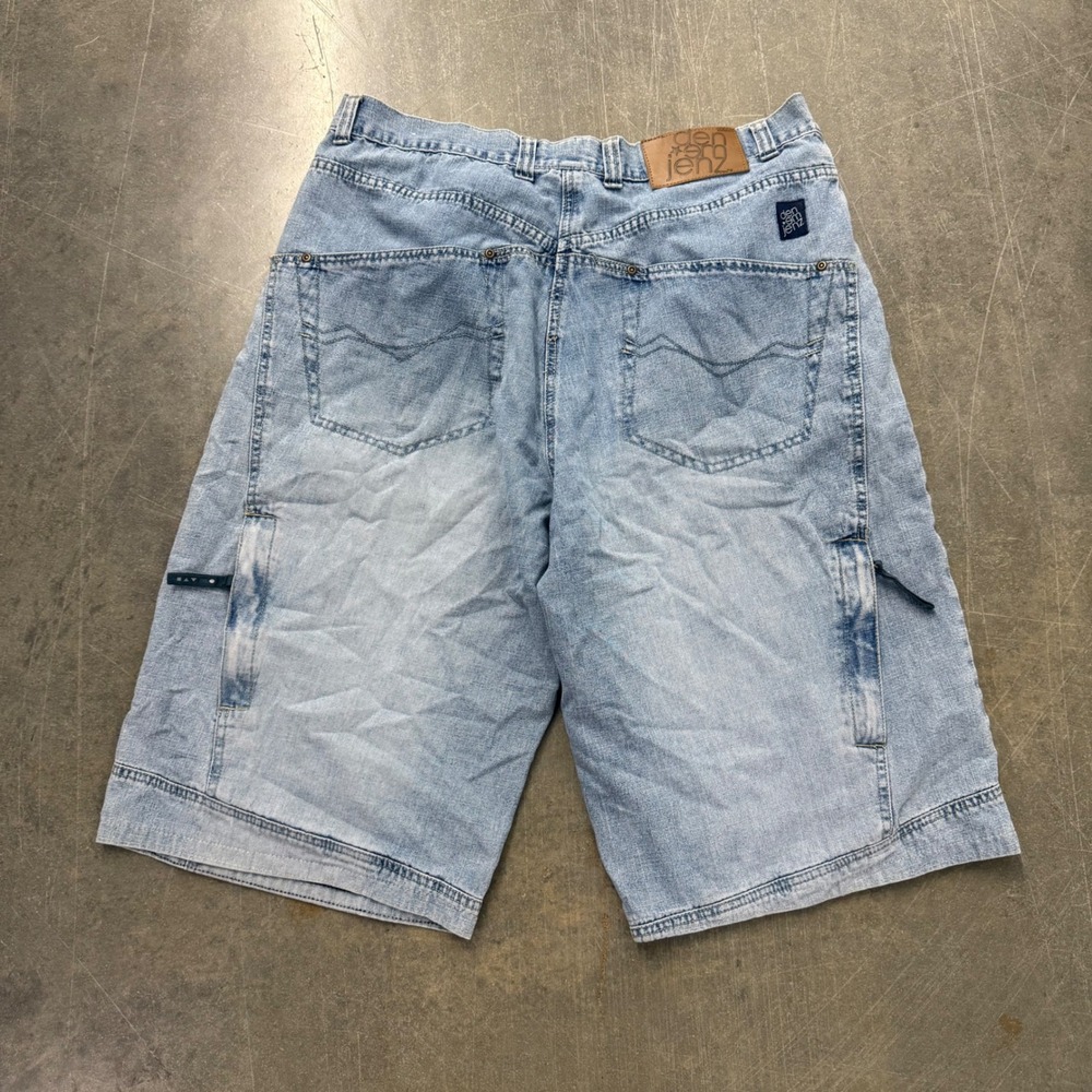 Vintage Den Em Jenz Mens Light Wash Baggy Denim Cargo Shorts Size 38 Y2K Street
